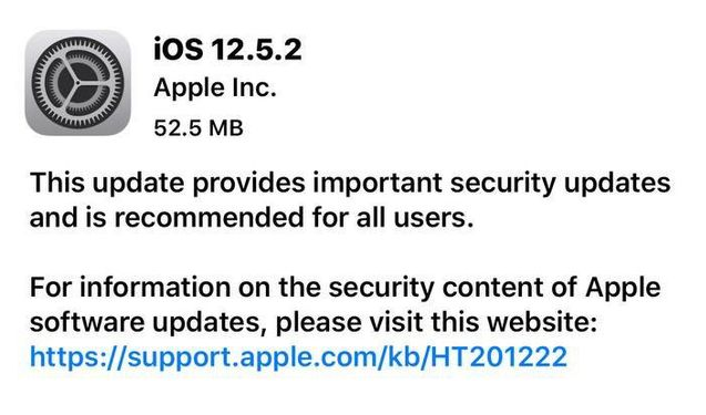 东阳苹果手机维修分享iOS12.5.2发布，建议所有老苹果用户安装 